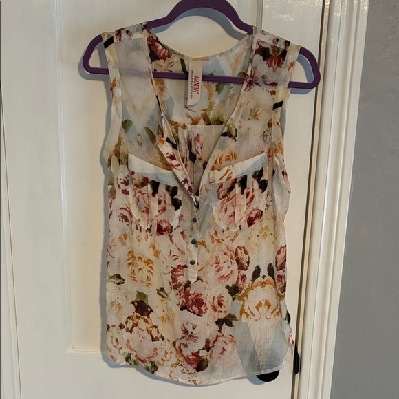Aratta Floral Sleeveless Blouse - Cream and Red - Picture 1 of 5